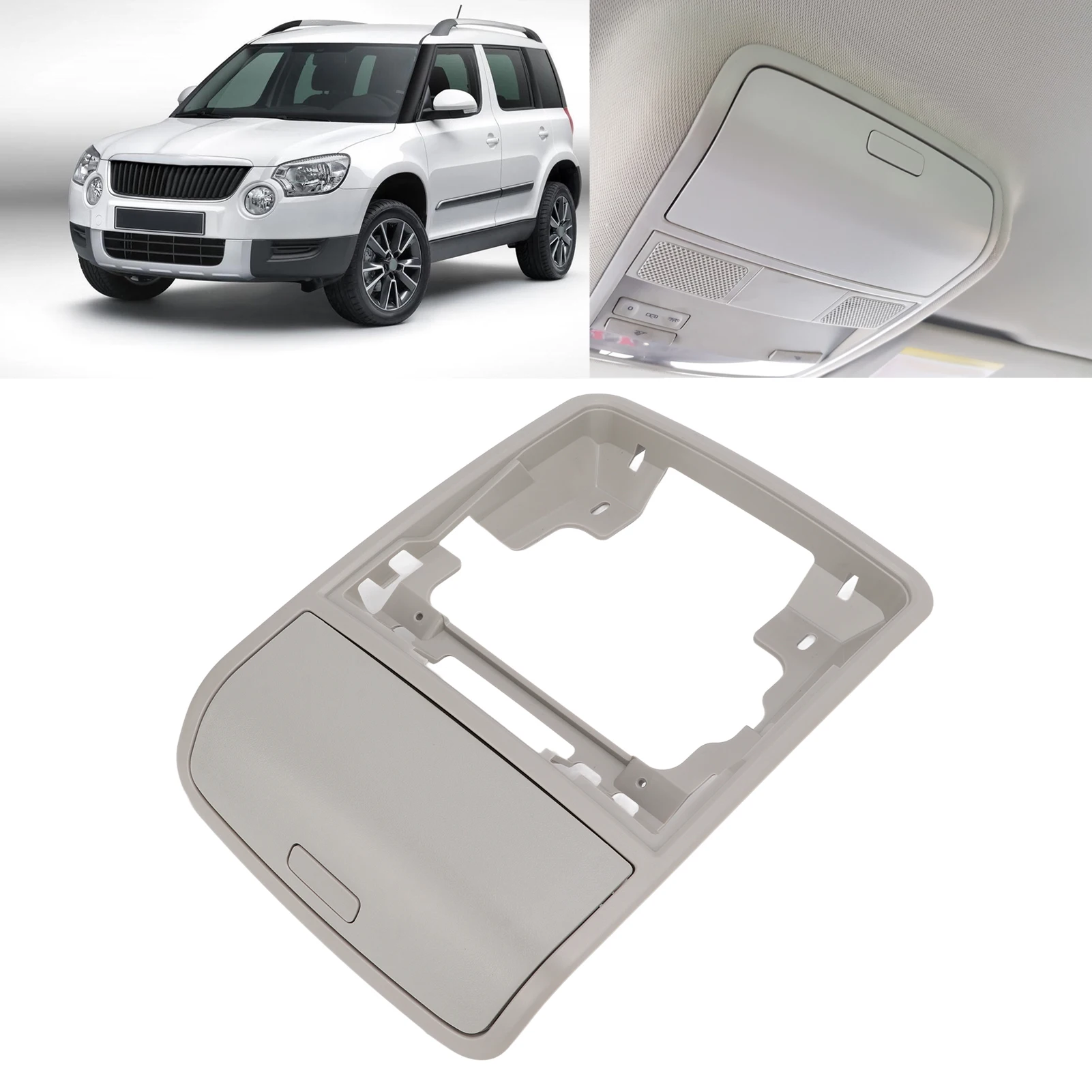 회색 차량 내부 선글라스 홀더 케이스 브래킷 프레임 1KD 868 837 VW 골프 Mk5 Mk6 파사트 B6 스코다 예티 슈퍼브용