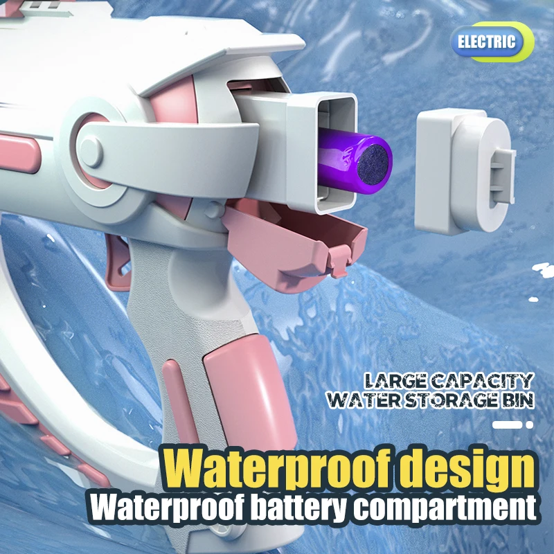 2024 New Electric Water Gun Toys For Children Small Cartoon Space Electric Blue Pink Water Gun Automatic Spraying Water Kid Toys 5