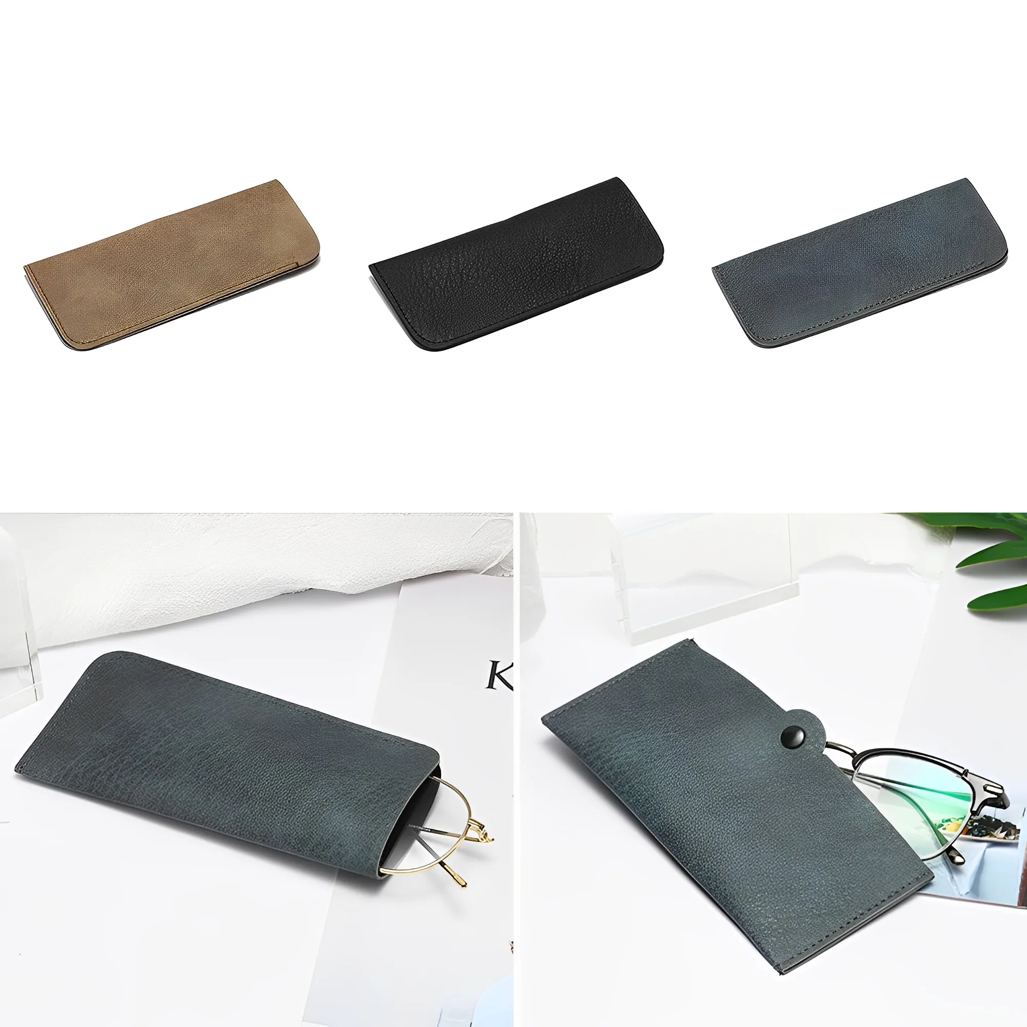 

Soft Leather Reading Glasses Bag Case Waterproof Solid Sun Glasses Pouch Simple Eyewear Storage Bags Eyewear Accessories