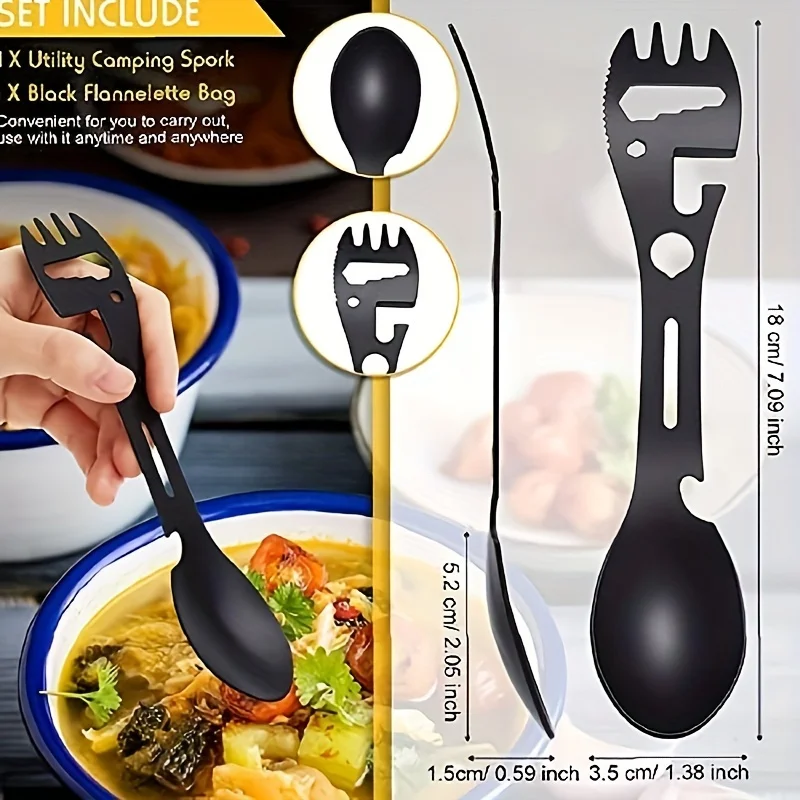 Multifunctional Whistle Knife Outdoor Camping Survival Spork Kitchen Multifunctional Wrench Bottle Opener Spoon. 5