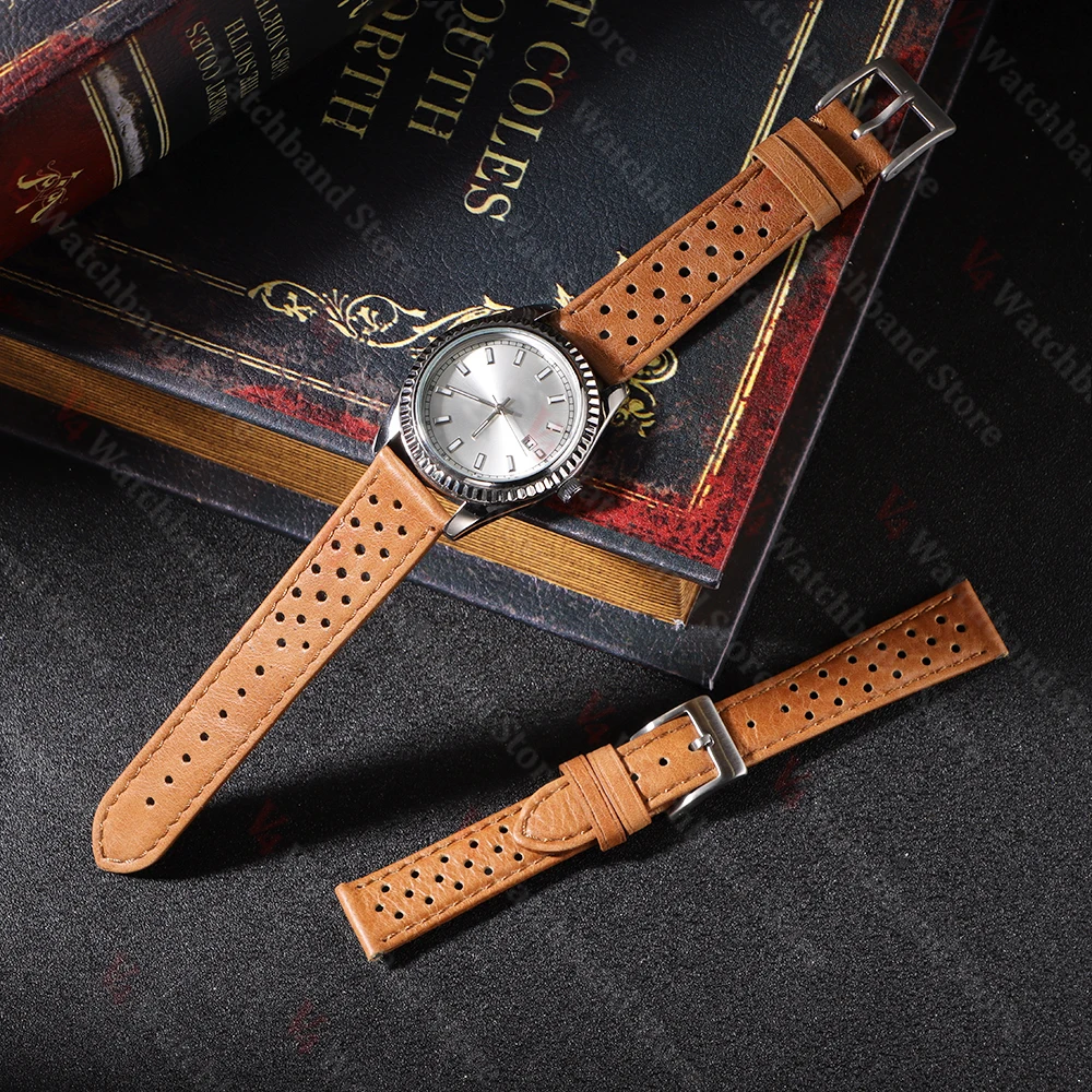 Premium Vintage Calfskin Leather Watch Band - Breathable Sport Bracelet Accessory