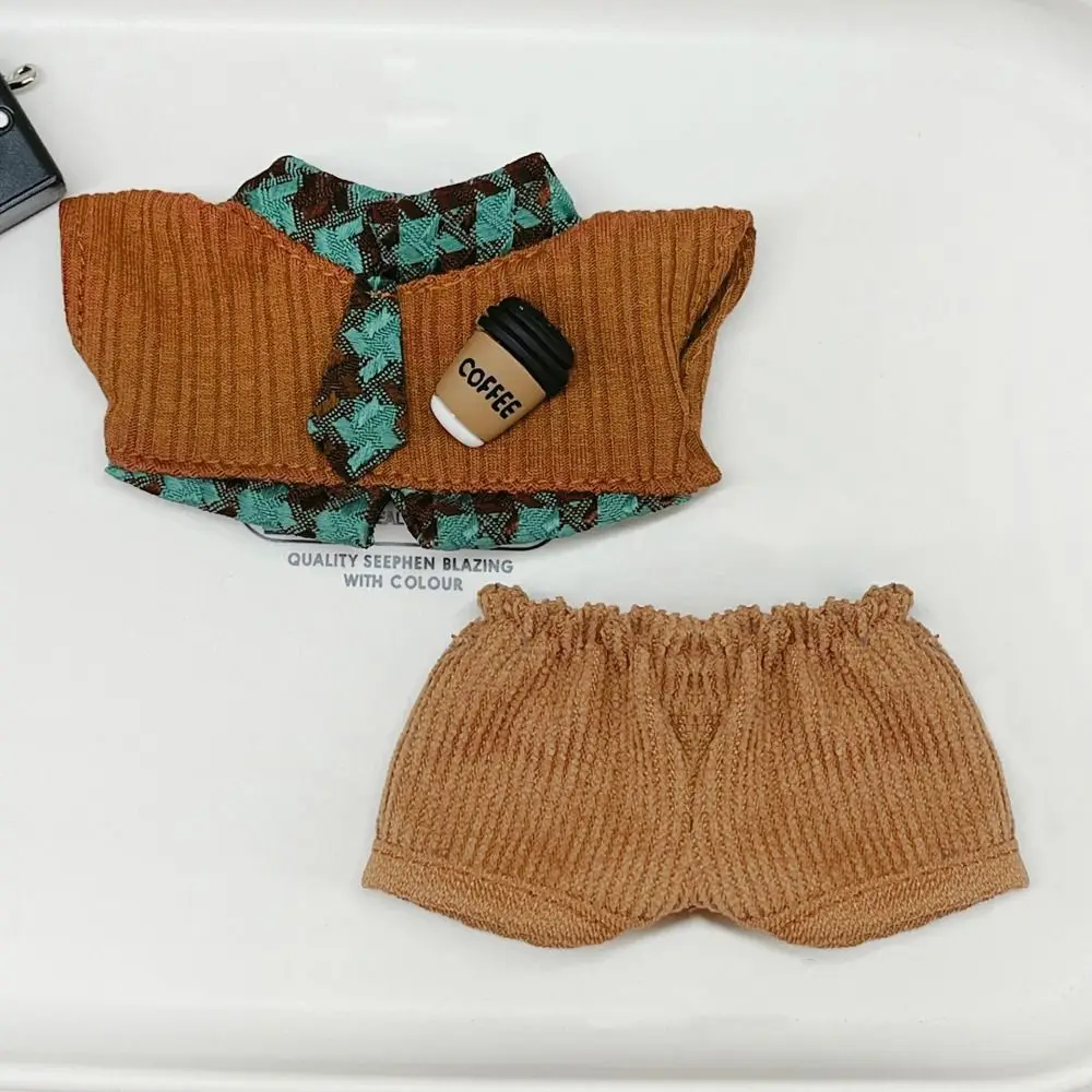 10cm Doll Clothes Blue Brown Changing Dress Game Doll Blouse Pants Suit Playing House Photo Prop Doll Student Uniform
