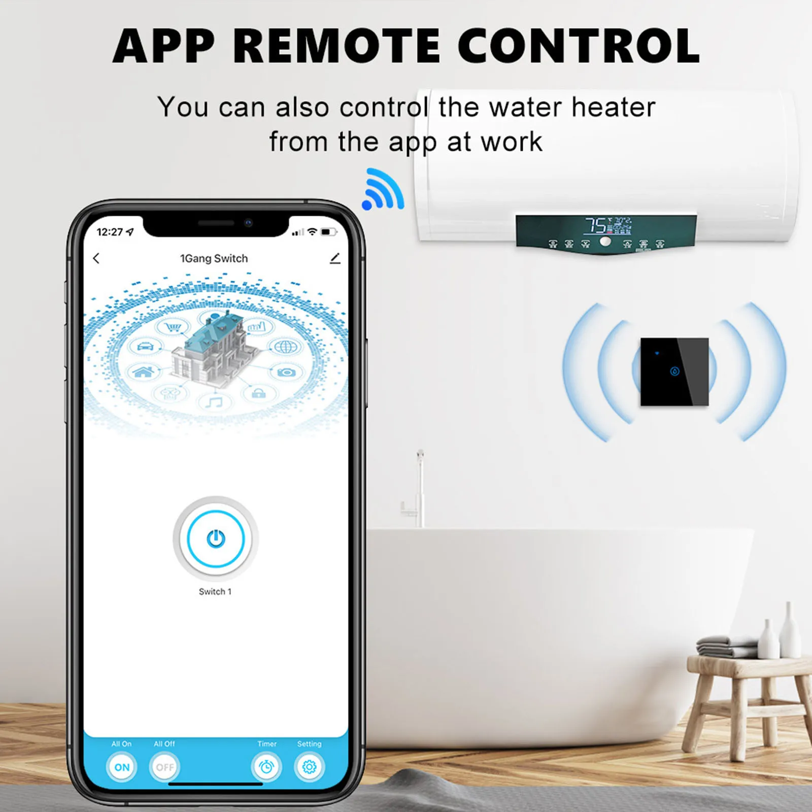 

Tuya Smart Touch Button Wall Switch Wifi Water Heater Air Conditioner Touch Switch Voice Control Smart Home