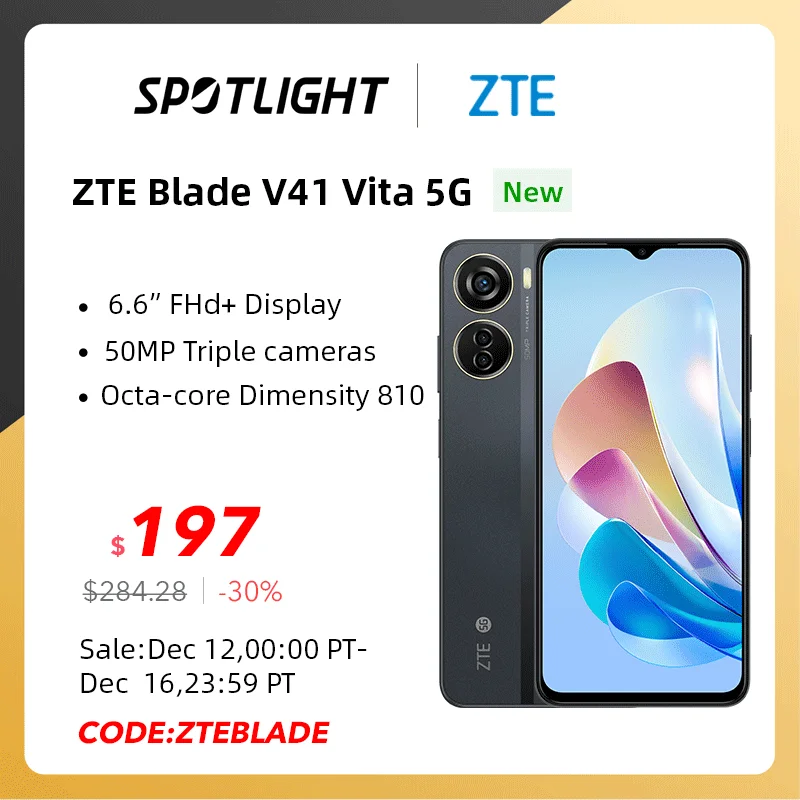 Premi re Mondiale Version Mondiale ZTE Blade V41 Vita 5G Smartphone 6GB 