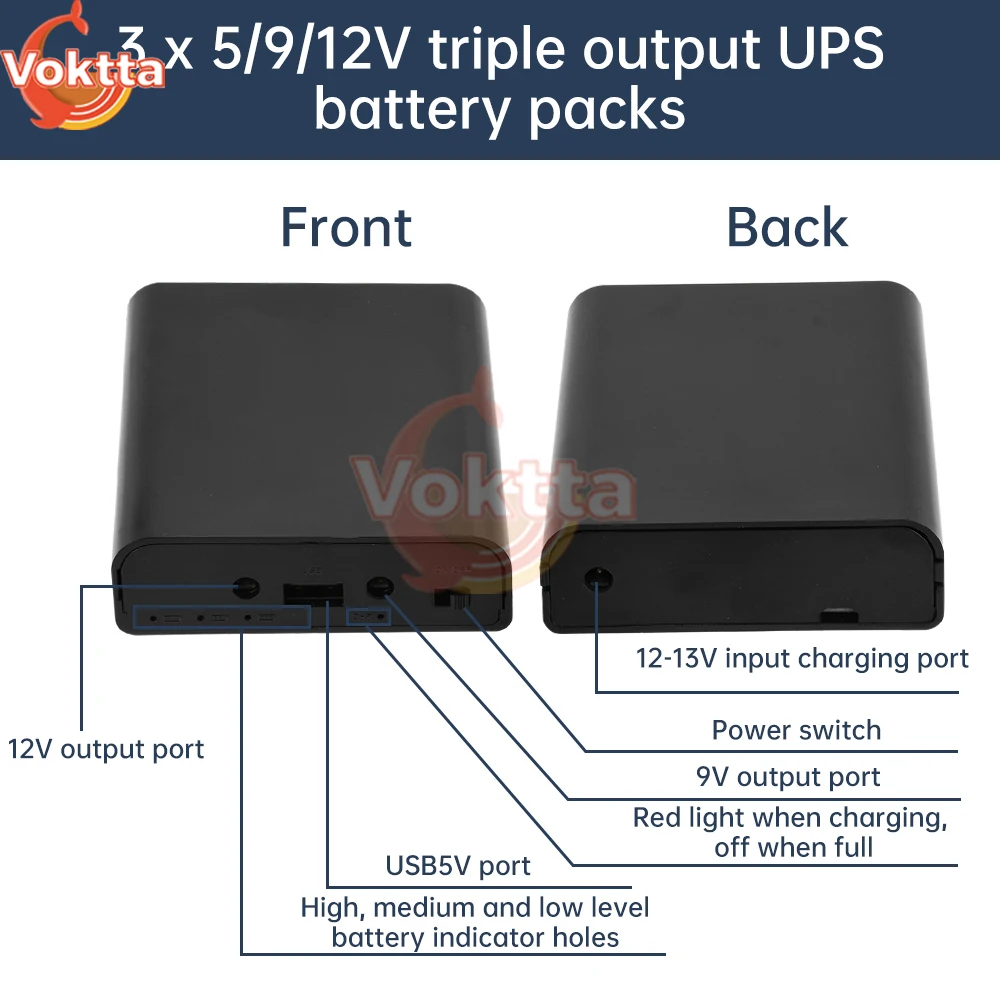 5V 9V 12V Uninterrupted Power Supply Box 3x 18650 Lithium Battery UPS Optical Modem DIY Power Bank Box Welding Free Kits