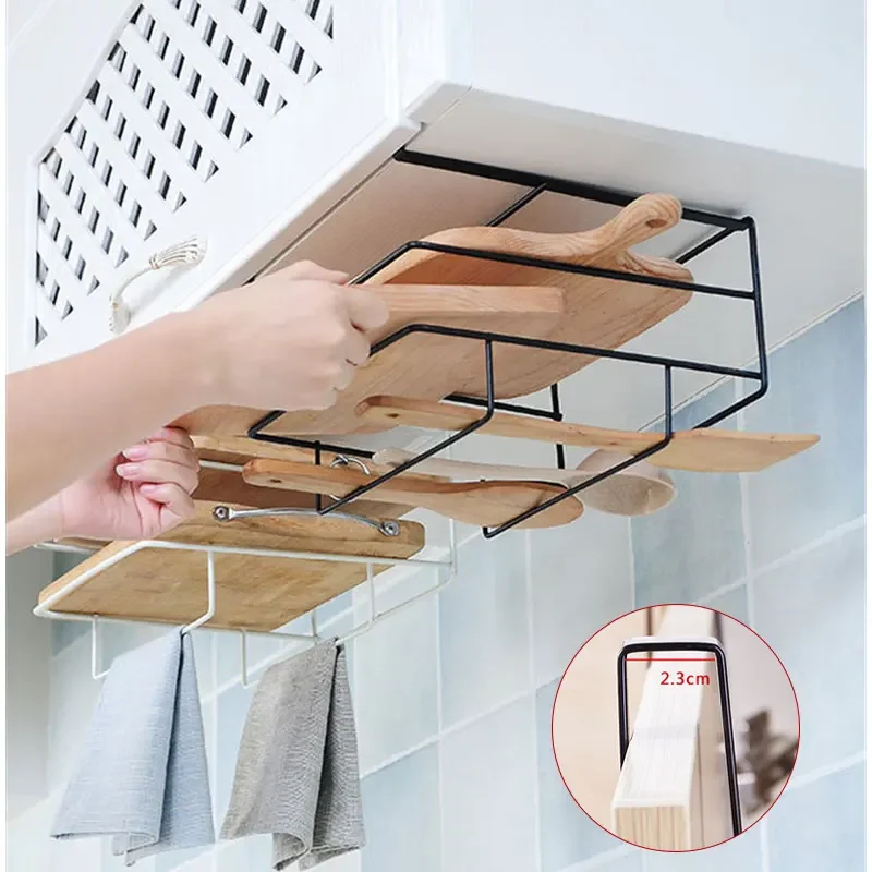 Kitchen Non-punching Multi-functional Pot Lid Cutting Board Placement Storage Rack Cabinet Hanging Cabinet Lower Hanger