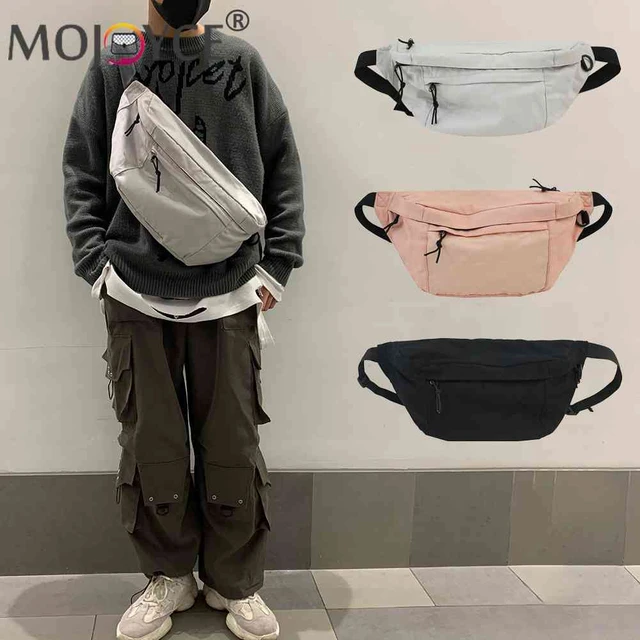 Large Capacity Crossbody Bag Men Fanny Pack Belt Waist Pack Zipper Nylon  Streetwear Bags Unisex Travel Phone Pouch Chest Pouch