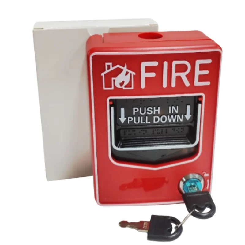 2 wires Conventional Fire Alarm Manual Call Point Push in Pull Down Station Fire Alarm Button works with any Conventional Panel