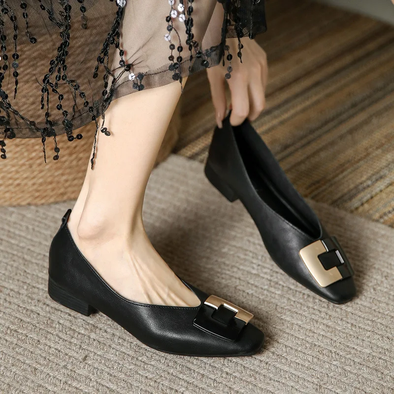 Flat Shoes Solid Color Women Shoes Daily Round Toe Shallow Mouth Casual Shoes Low Heels Fashionable Shoes Comfortable Work Shoes