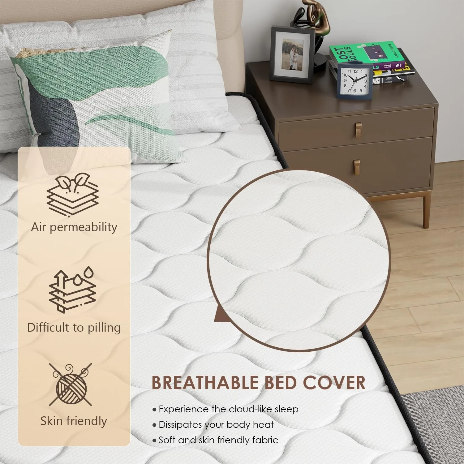 Fiberglass Free/Medium Firm Spring Mattress/Twin Size Mattress in a Box/CertiPUR-US Certified/Cool Sleep Pressure Relief 4