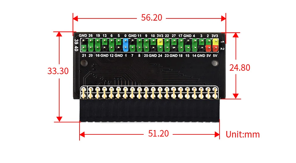 PI400-GPIO-ADAPTER-A, Raspberry Pi 400 GPIO Header Adapter, Header Expansion