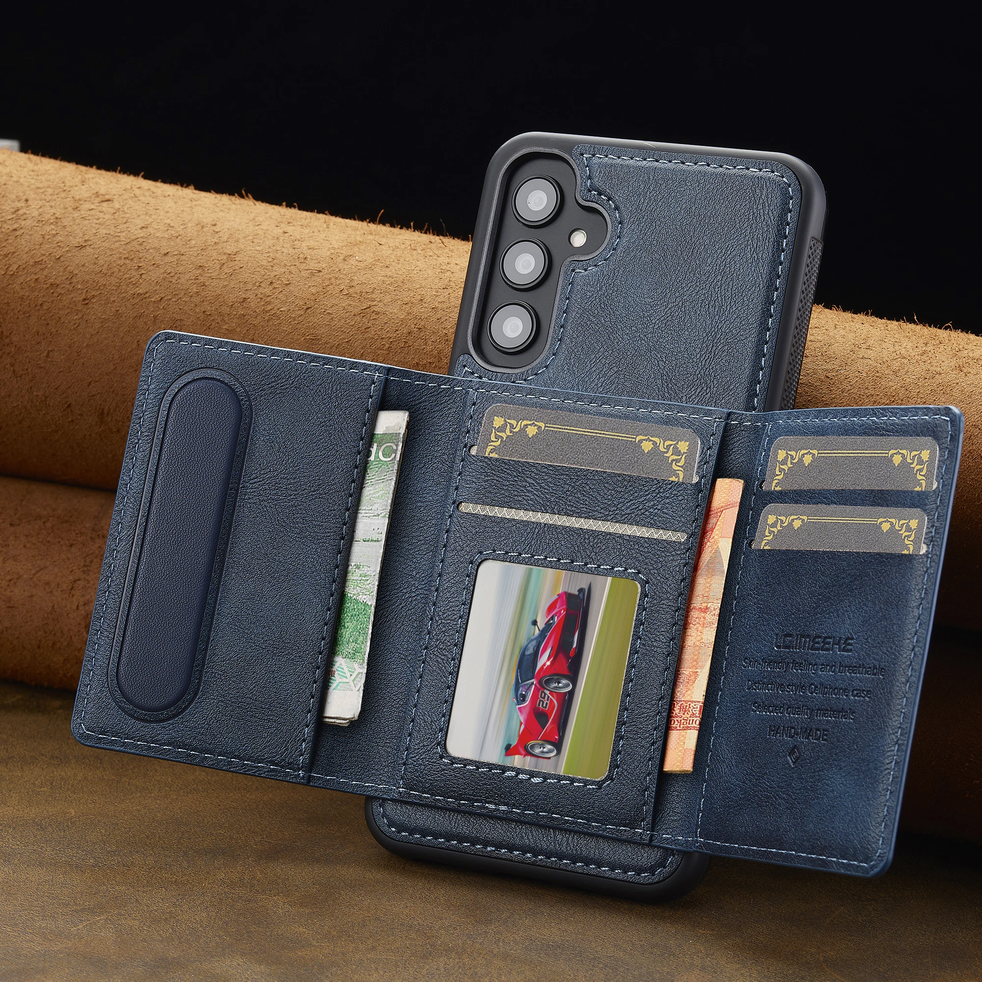 Premium Detachable Magnetic Wallet Stand Case - PU Leather Cover