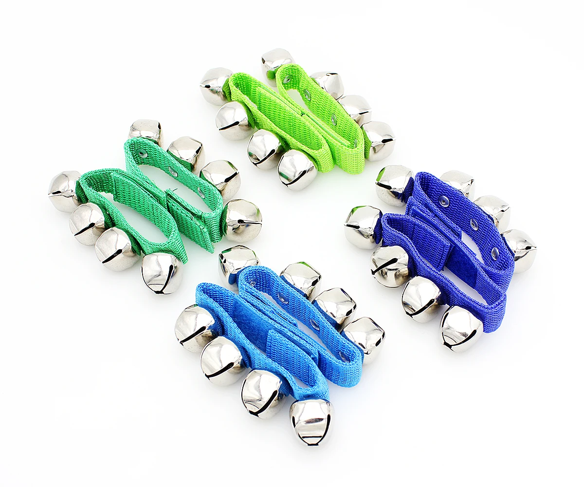 Hand Bell Jingle Bells Bracelet Wrist Tambourine Fastener Tape Percussion Musical Toy Party Kids Educational Games Orff Music Instruments
