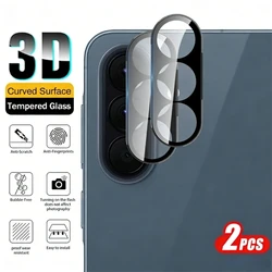 3 - in - 1 Clear Tempered Glass Case with 3D Curved Camera Lens Protector - Galaxy A37 5G (Black - 2Piece)