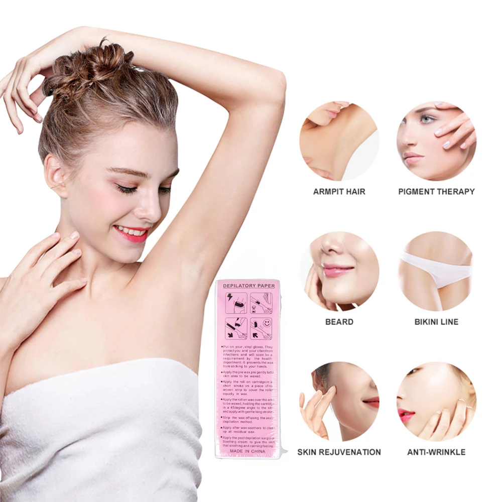 Alileader 100 Sheets Non Woven Wax Strips Body Facial Eyebrow Bikini Wax Strips For Hair Removal Large Size 2.8" * 7.9" 4