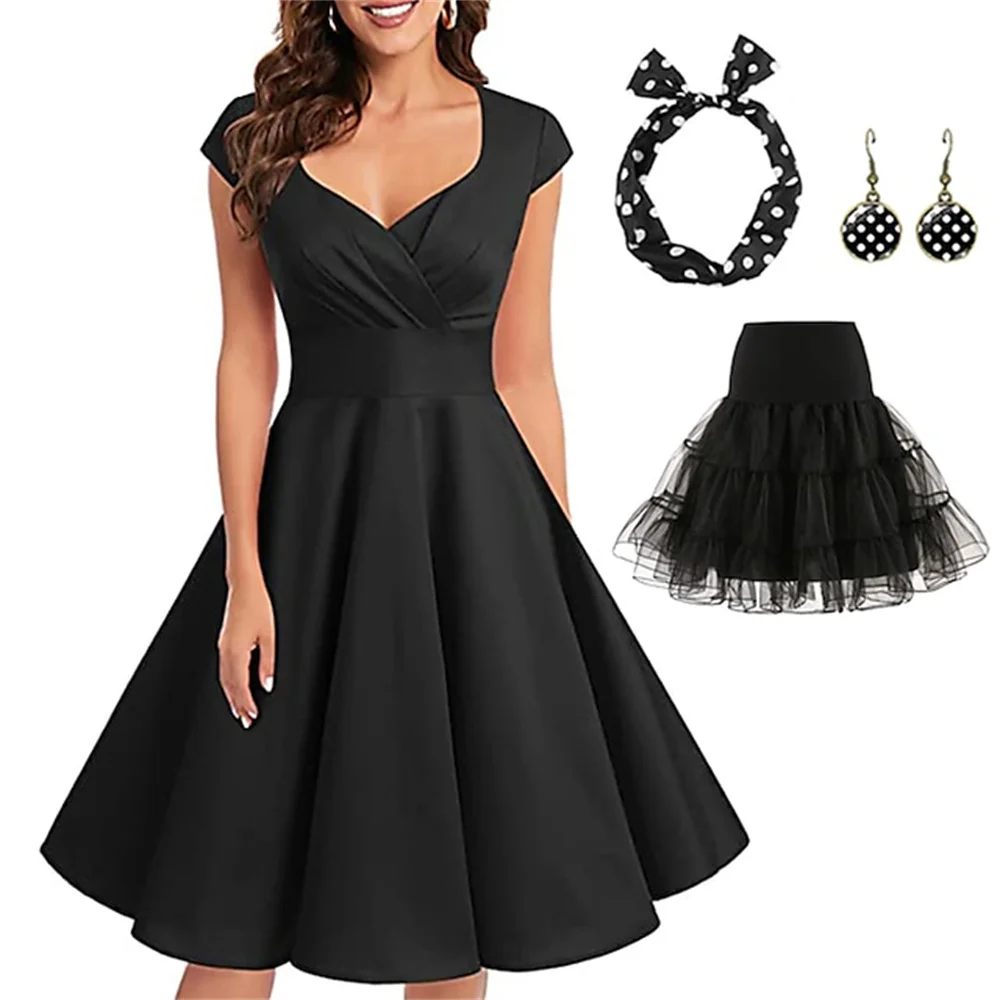 Retro Vintage 1950s  A-Line Dress Flare  Women's Costume Party Evening Masquerade Dress  Christmas Party