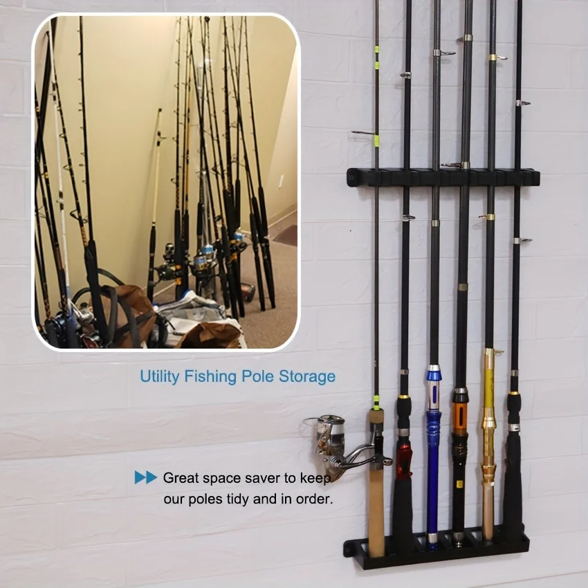 Easy-Install ABS Fishing Rod Wall Rack High-Density Foam Grip Storage for Garage Sports Equipment Rod Holders for Fishing Rods 3