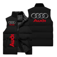2025 Audi Men's Vest Audi Car Logo 3D Printed Sleeveless Jacket Warm Racing Vest Fashion Oversized Men's Riding Motorcycle Vest 2