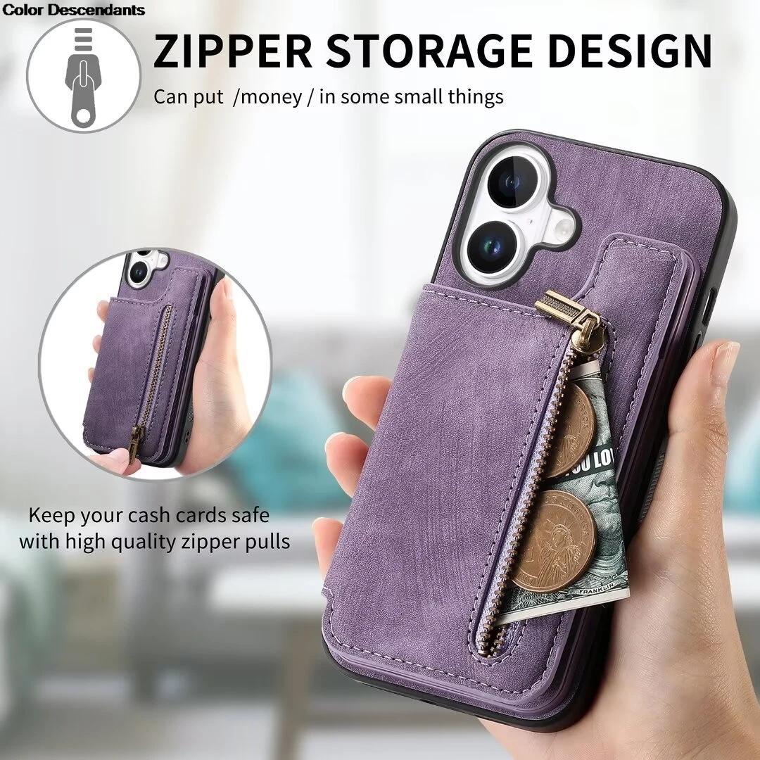 Luxury Zipper Wallet Leather Phone Case Cover