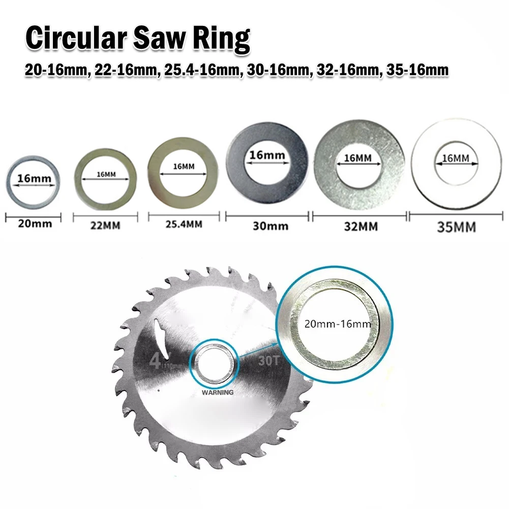 6Pc/Set Circular Saw Ring For Circular Saw Blade Reduction Ring Conversion Rings Saw Blade Spacer Power Tools Accessories ganwei electric circular saw multifunctional fixed base woodworking workbenches flip board circular saw fittings tools