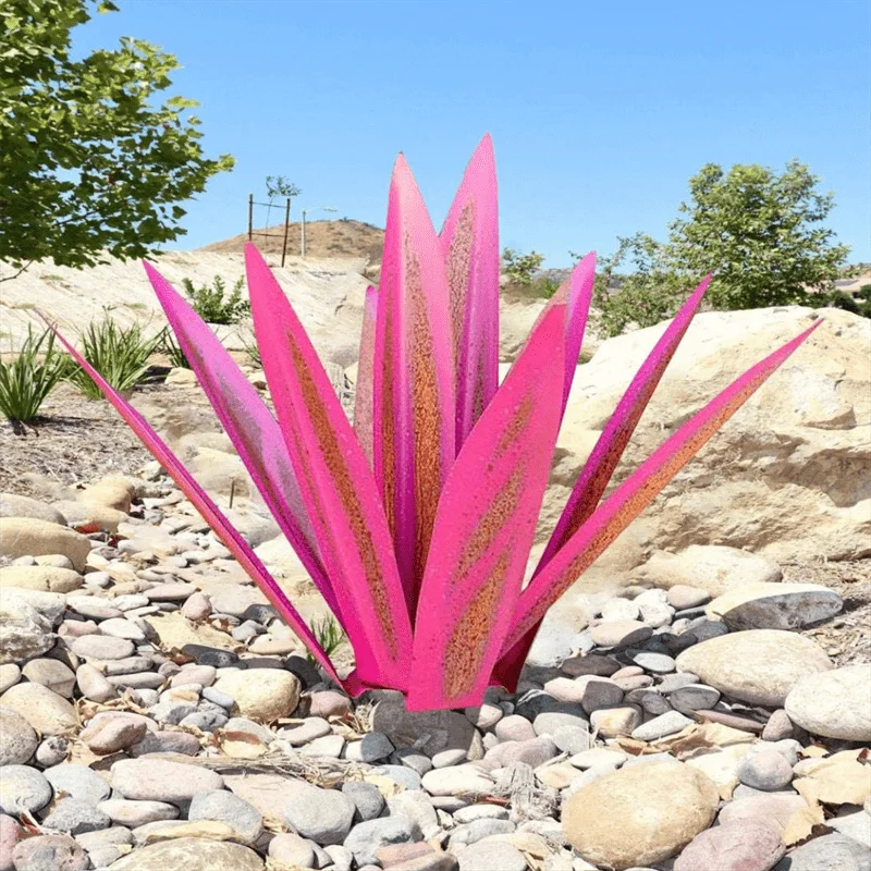 

SmallPink Beautiful Garden Decoration Artificial Agave Metal Plant Colorfast Multi-Color Metal Art Agave Rustic Sculpture Garden