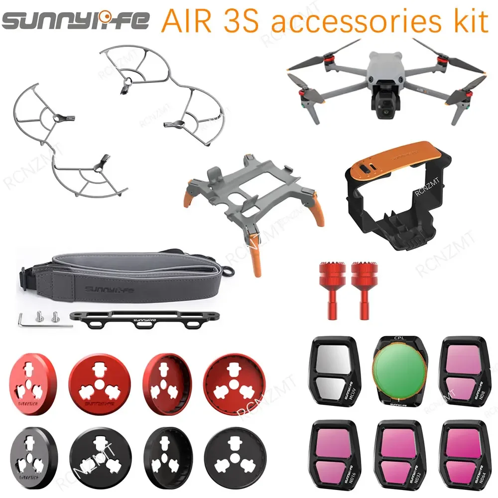Accessories Kit for DJI AIR 3S Propeller Holder Strap RC 2 N3 Controller Silicone Case Landing Gear Motor Guard Lens Cap Filter