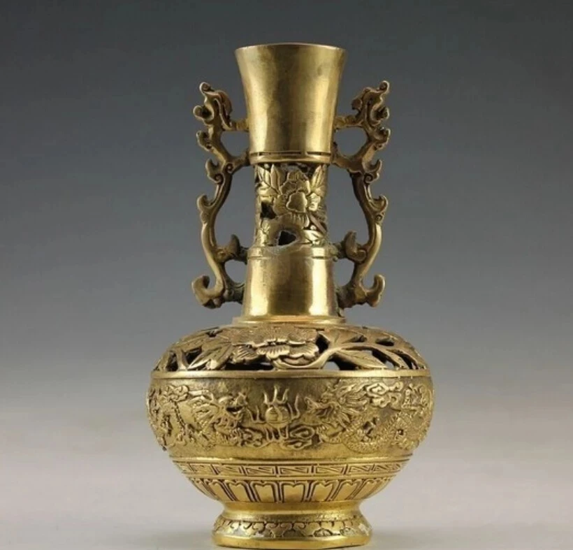 

Восточная винтажная стеклянная ваза с драконом, бесплатная доставка