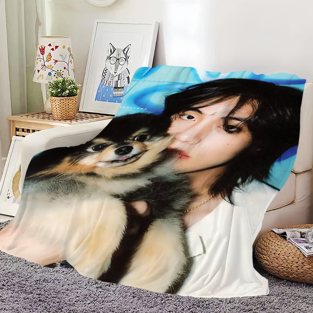 Tae V Flannel warm comfort  H-Hyung soft plush blanket for idol sofa living SINGER room kpop office bedroom travel K-Kim gift 2