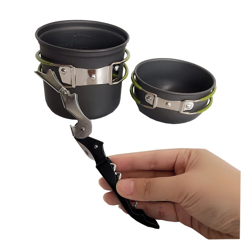 Winpolar Lightweight Hiking Portable Camping Cookware Cooking Mess Set With Mesh Bag