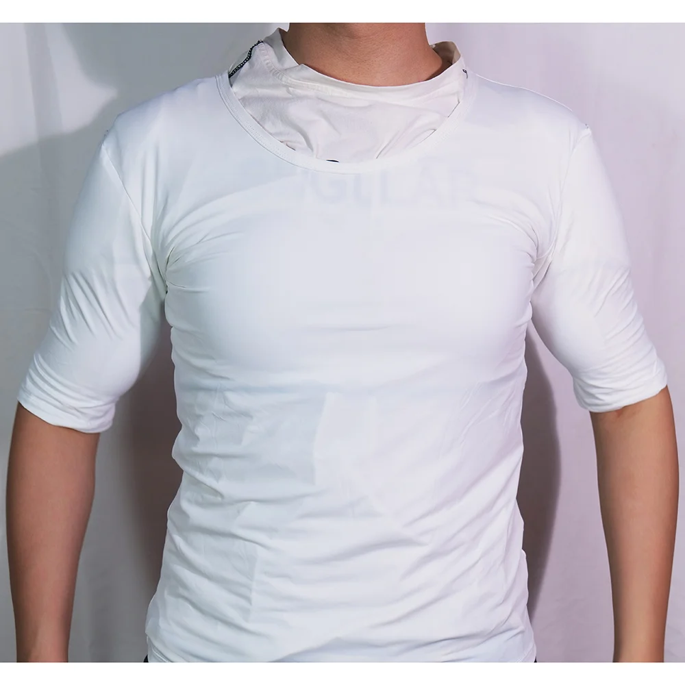 Man 3D Body Shaper Fake False Muscle Chest T-Shirt Sponge Shoulders Padded Underwear Compression ABS Anime Cosplay Costume 3