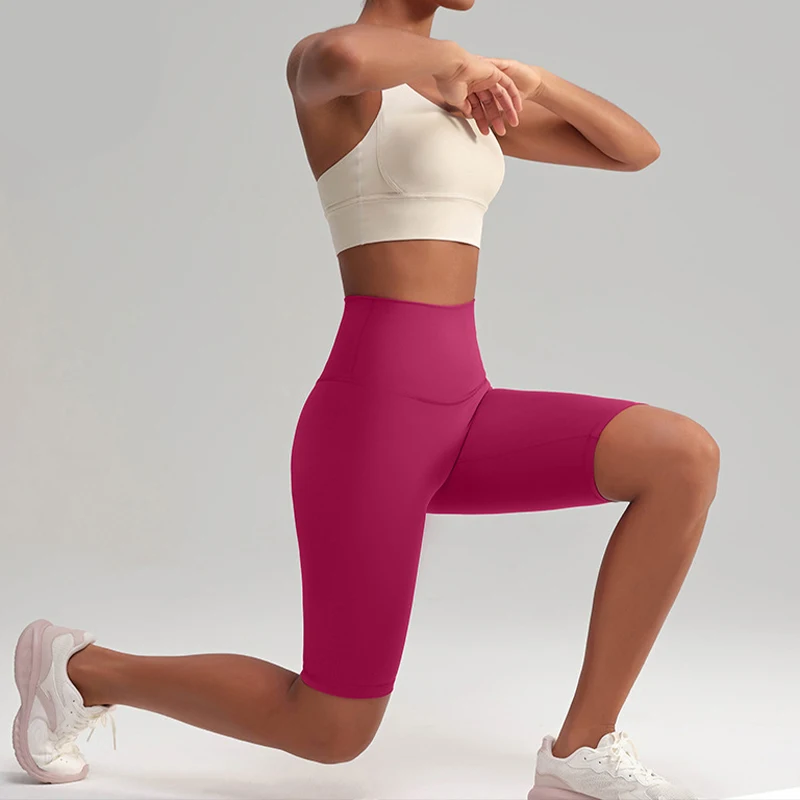 High Waist Hip-Lifting Five-Point Yoga Pants For Women High Elasticity Breathable Training Short Sports Cycling Legging