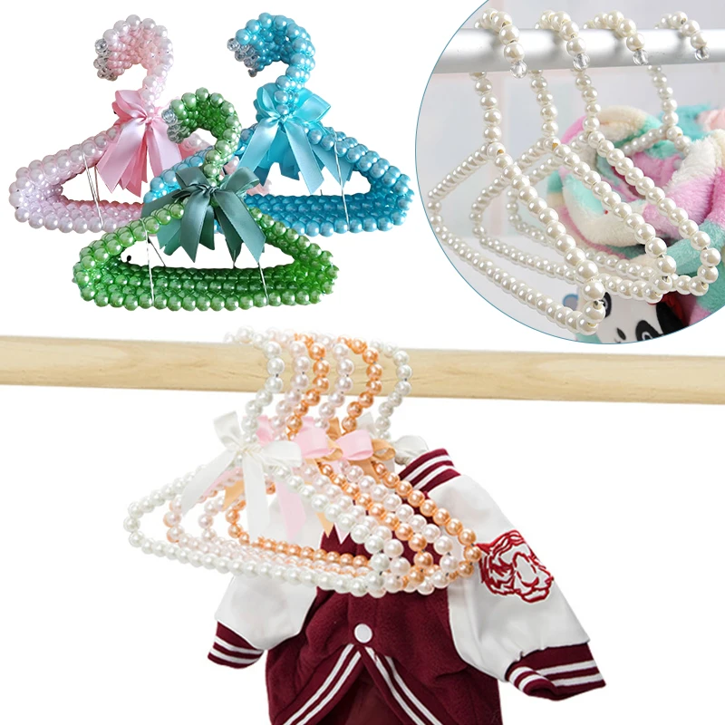 

1Pcs Plastic Bow Pearl Beaded Clothes Dress Coat Hanger for Kid Girl Pet Dog Cat Cloth Hanger Clothes Drying Rack Pet Supplies