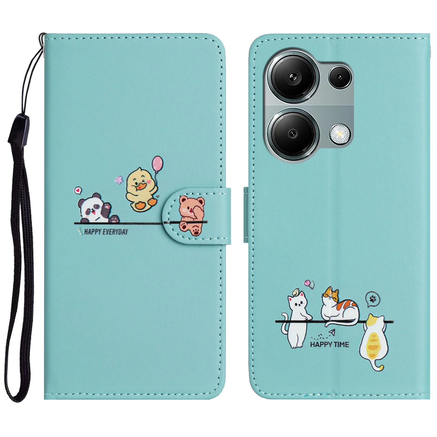 Elegant Leather Wallet Case with Animal Cat Design and Card Holder
