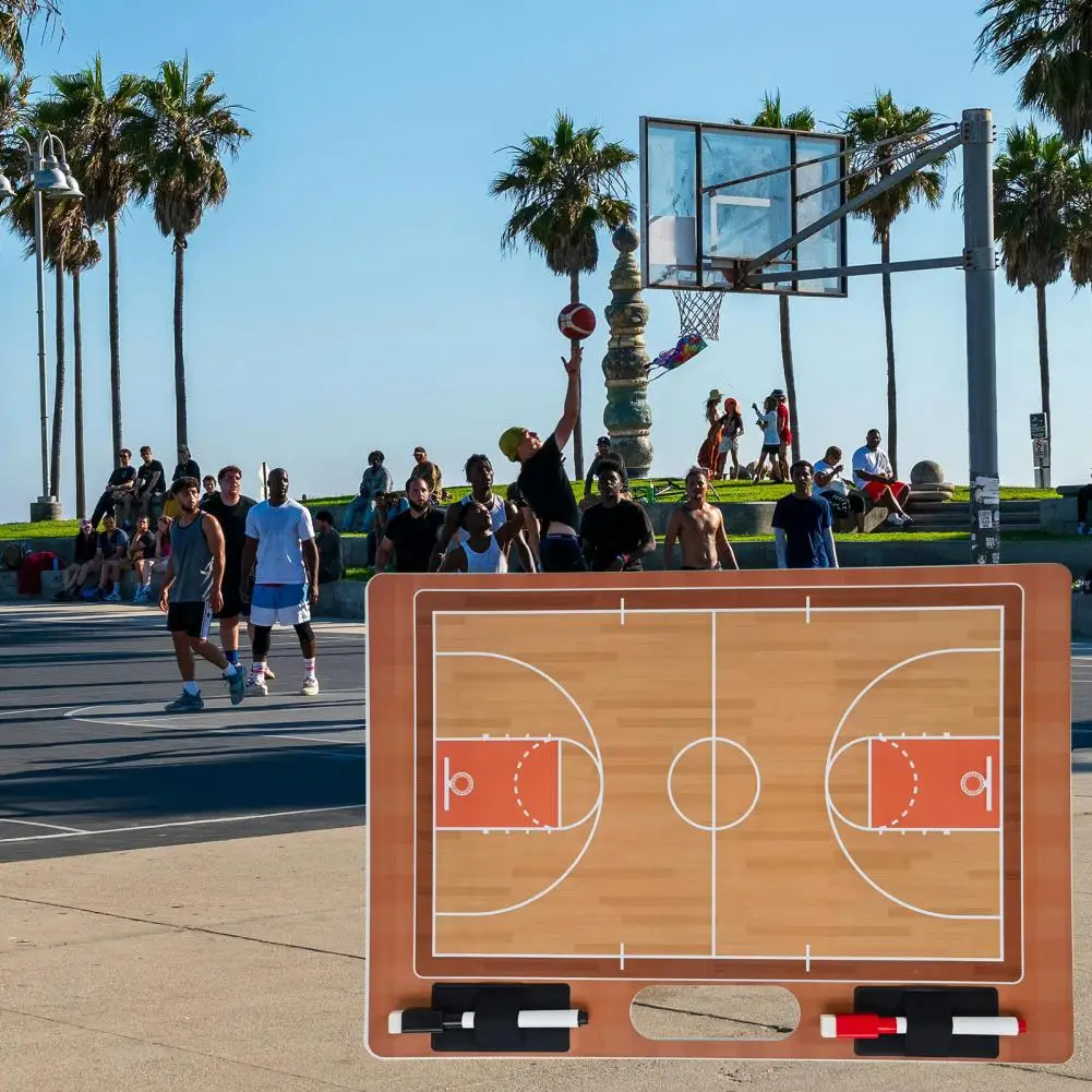 

Двойная портативная баскетбольная тренировочная доска с ручкой маркеров для тренеров по стратегии