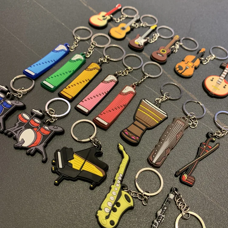 Silicone Guitar Keychain - Cartoon Musical Instrument Gift Pendant