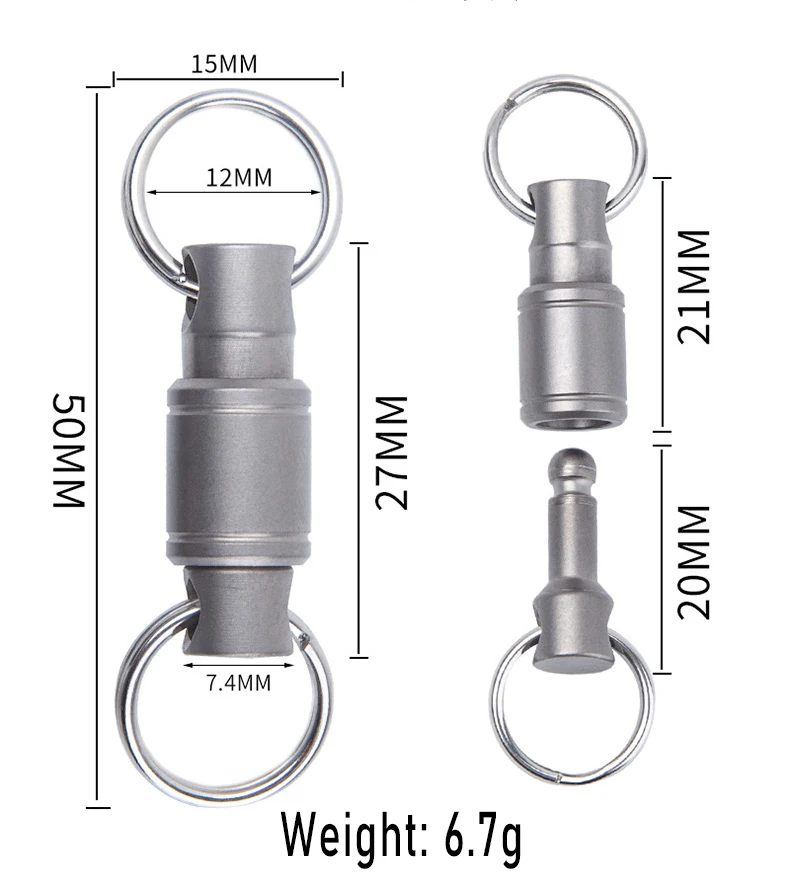 Titanium Quick Release Keychain with Rotary Universal Joint and EDC Quick Hang Buckle - Super Lightweight