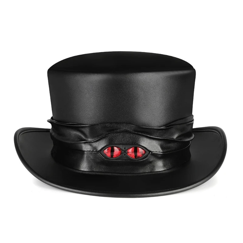 

Unisex Steampunk Top Hats with Devil Eyes Decorations 5in High Cap Halloween Cosplay Costume Accessories for Men Women
