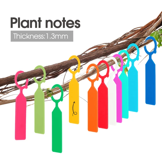 100PCS 10.7x2.3CM Plastic Garden Hanging Plant Tags Ring Label Hook Tree Marker Nursery Stake Greenhouse Bonsai Collar Signs 2