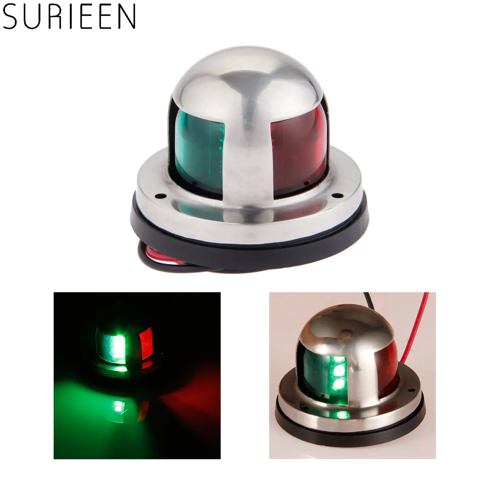 SURIEEN 1Pc Stainless Steel 12V LED Marine boat Yacht Light Bow Navigation Light Deck Mount Red and Green Sailing Light Pontoone kemaidi kitchen faucet w storage basket high arc stainless steel kitchen sink faucets 2 function pull out mixer tap deck mount