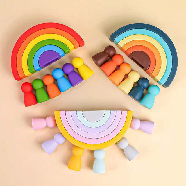 1Set Soft Building Blocks Silicone Stacking Blocks Baby Toys Apple Pineapple Avocado Pear Silicone Building Toys Montessori Toys 4