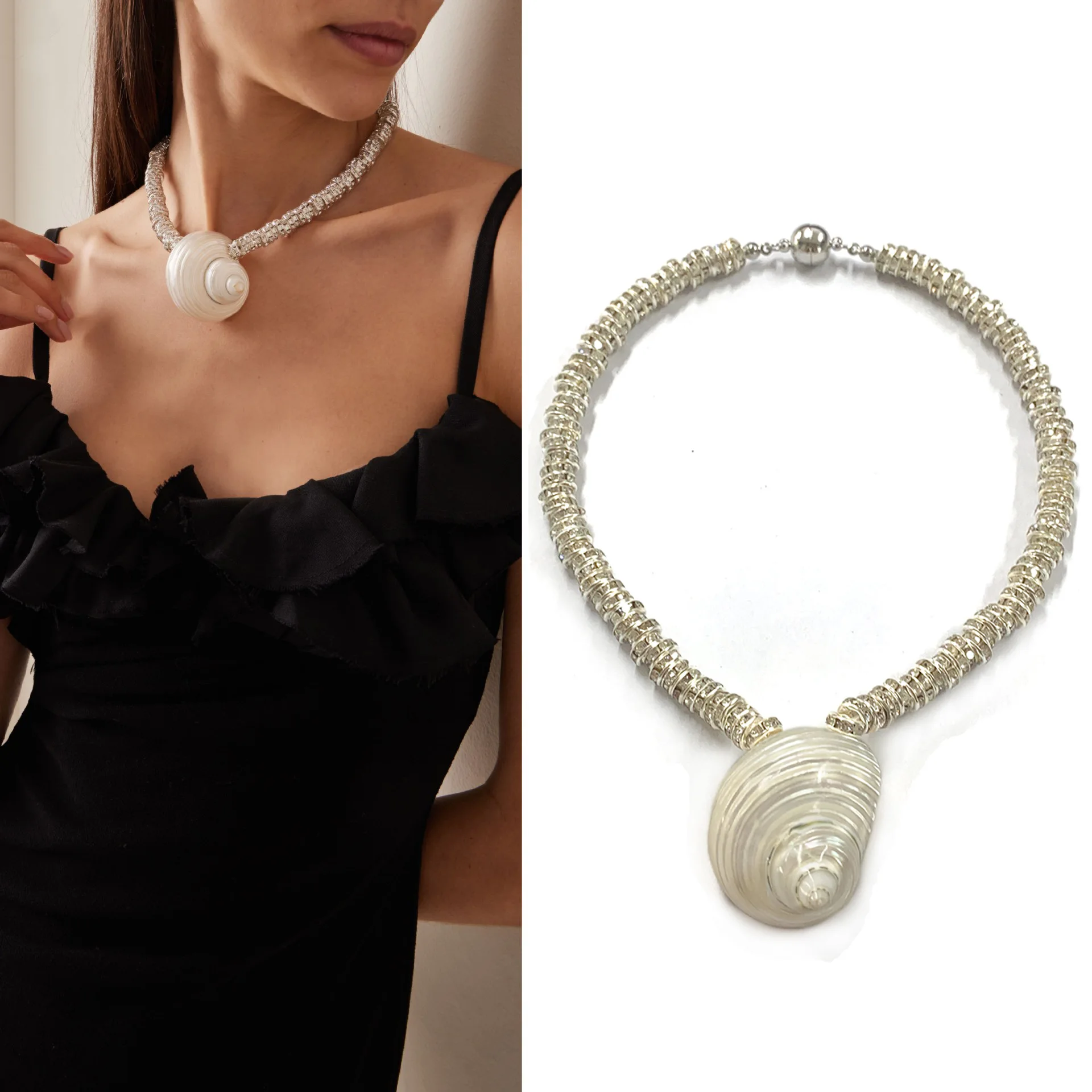 Natural Freshwater Pearl Necklace Real Shell Conch Pendant Handmade Earrings Fashion Jewelry Accessories Gifts For Women Girls