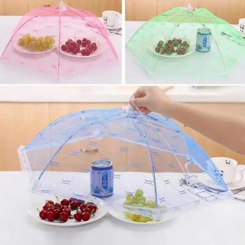 Practical Food Cover Mesh Foldable Kitchens Anti Fly Mosquito Tent Dome Net Umbrella Picnic Protect Dish Cover Kitchen Accessory