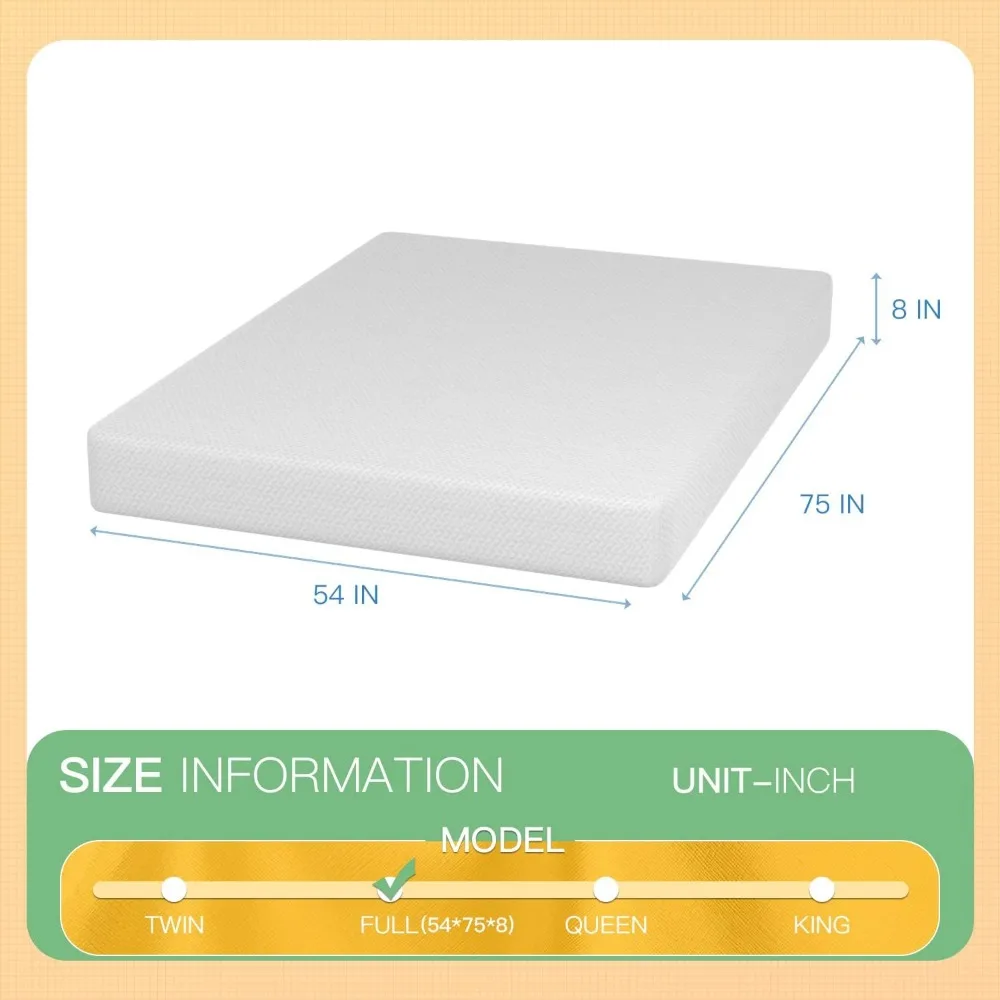 8 inch Memory Foam Mattress Cooling Gel Green Tea Infused Mattress,Fiberglass Free,CertiPUR-US Certified,Cooler Sleep Supportive 2