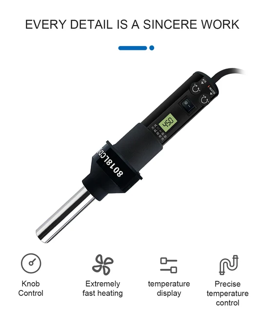 Pistola de calor digital LCD de 220V, estación de soldadura para desoldar,  estación de soldadura ajustable IC SMD BGA SAIKE GJ-8018LCD