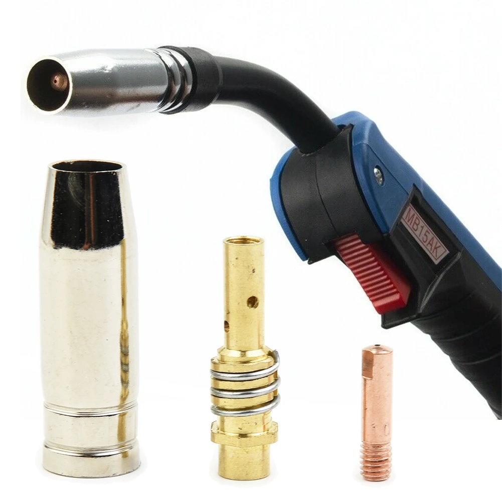 Welding Torch Air Cooled MB 15AK Contact Tip Holder Gas Nozzle Welding Metal Access Industrial Supplies 1 Set