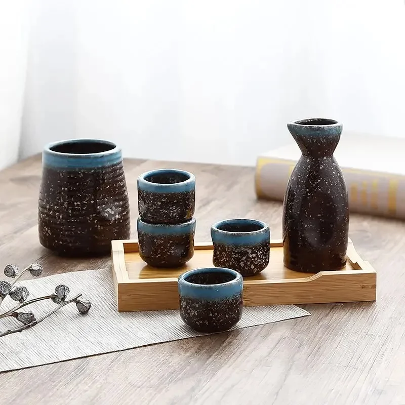 Japanese Ceramic Wine Sake Set Heater Hot Po Wine Bottle White Glass Dispenser For Room