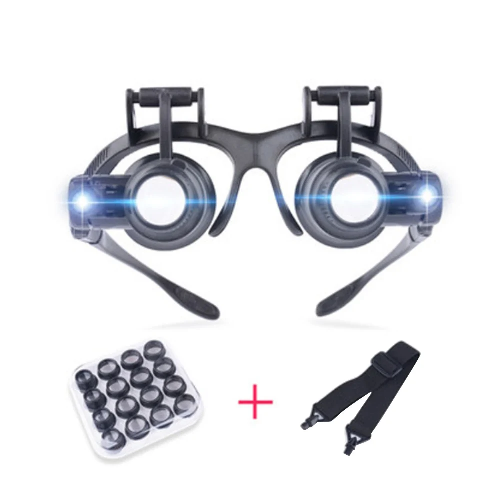 Horlogemakerloep - Vergrootglas - Brilloep - met 2 LED-lampjes - 3x - 25x - voor het