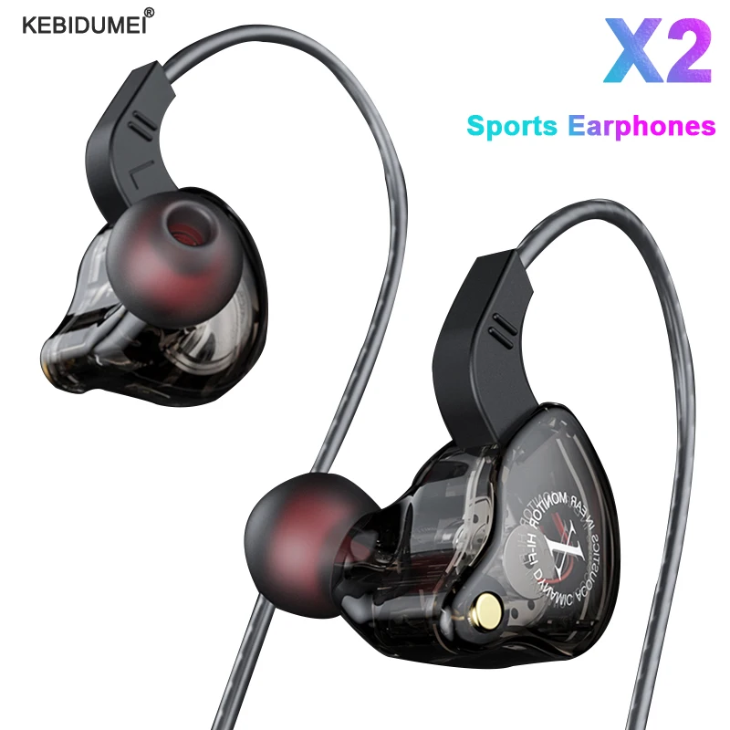 X2 Sports Earphones Wired Headphones HIFI Bass 3.5MM Wired inEar