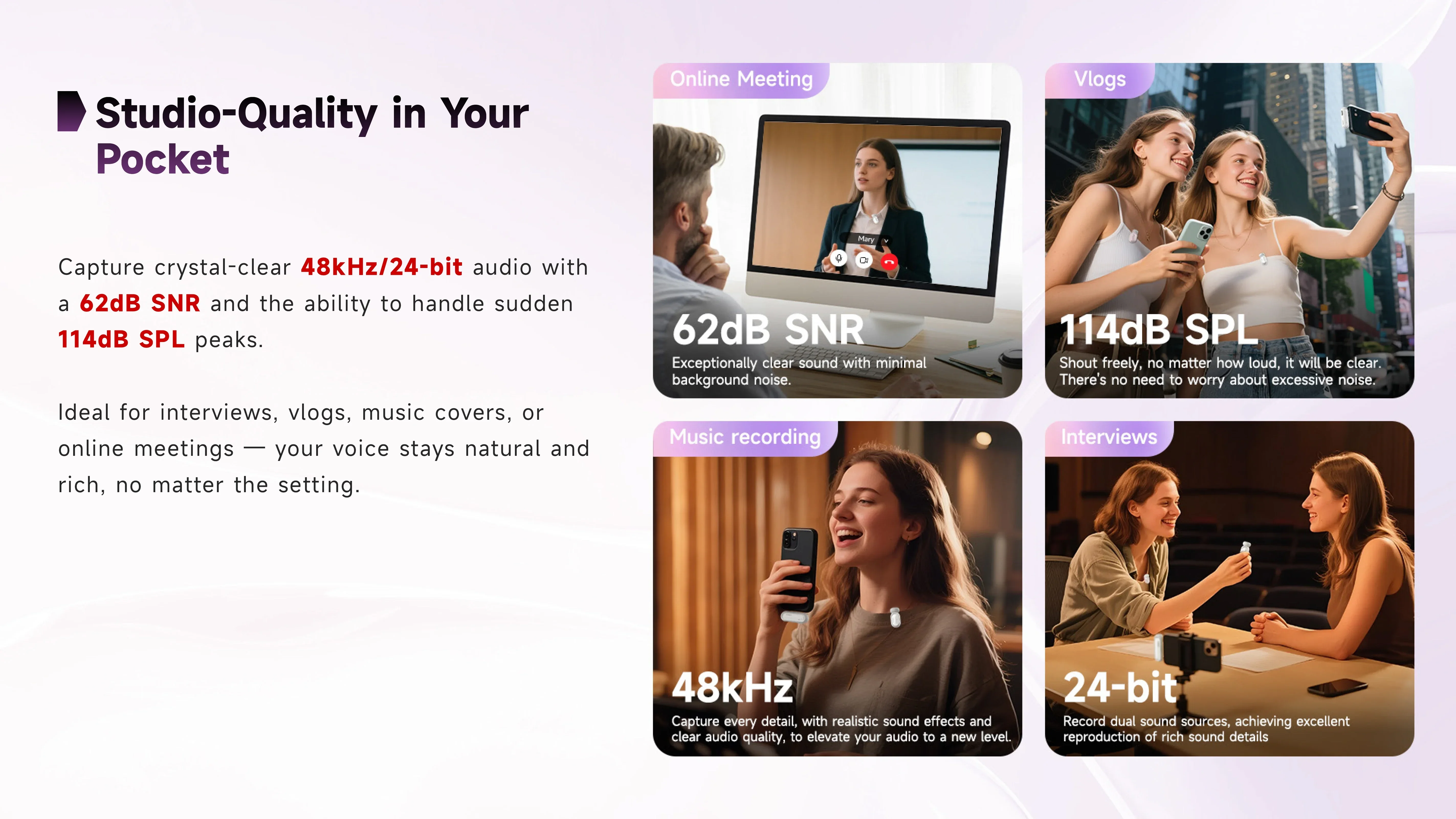 Smic 2.4G Wireless Microphone AI Noise Cancellation Studio-Quality for iPhone An