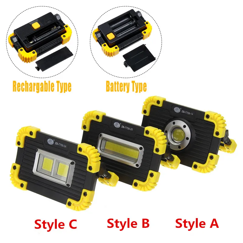 350W USB ricaricabile/tipo di batteria LED Work Light 3 modalità impermeabile lampada di inondazione di emergenza proiettore campeggio all'aperto portatile